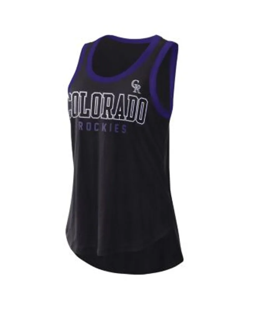 Women's Colorado Rockies New Era White/Black Pinstripe Scoop Neck Tank Top