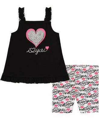 Toddler Girls Ruffle-Trim Babydoll Top and Printed Bike Shorts, 2 Piece Set