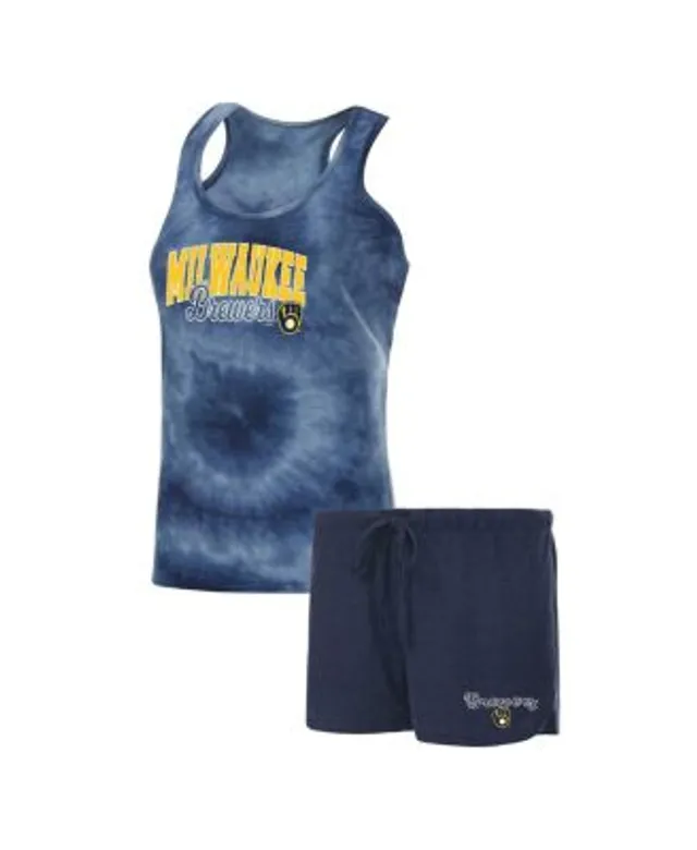 Women's Concepts Sport Navy Milwaukee Brewers Billboard Racerback Tank Top  & Shorts Set