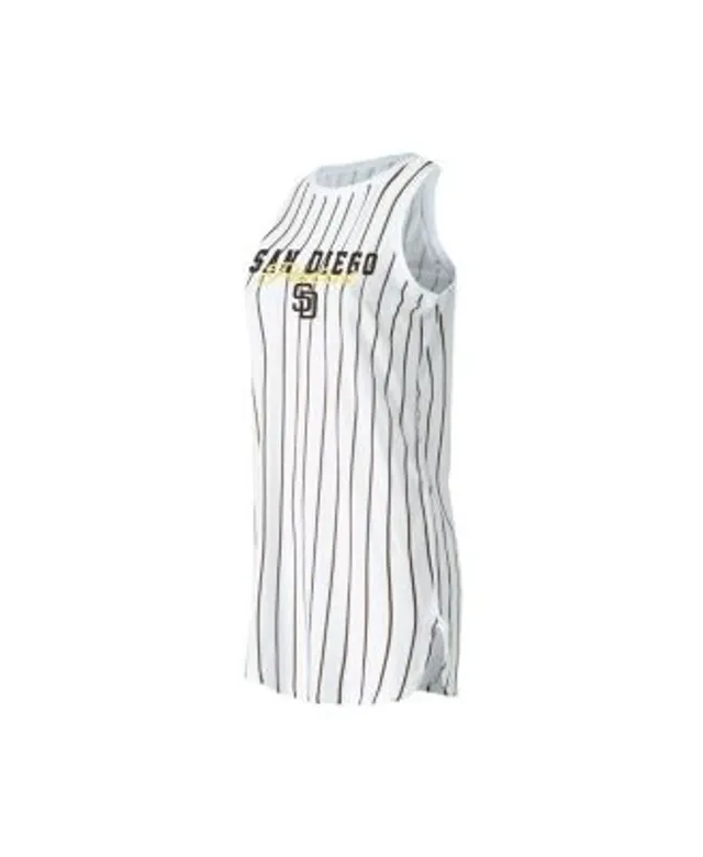 Women's Concepts Sport White Houston Astros Reel Pinstripe Knit Sleeveless Nightshirt Size: Small