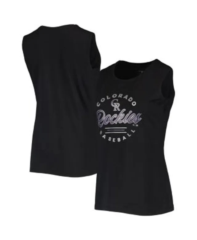 New Era White/Black Colorado Rockies Pinstripe Scoop Neck Tank Top