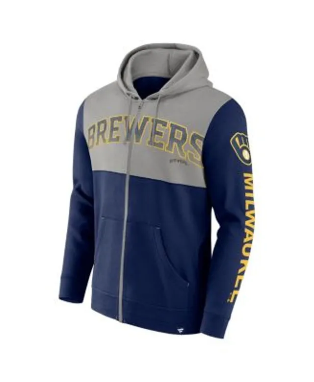 Youth Navy Milwaukee Brewers Team Color Wordmark Full-Zip Hoodie