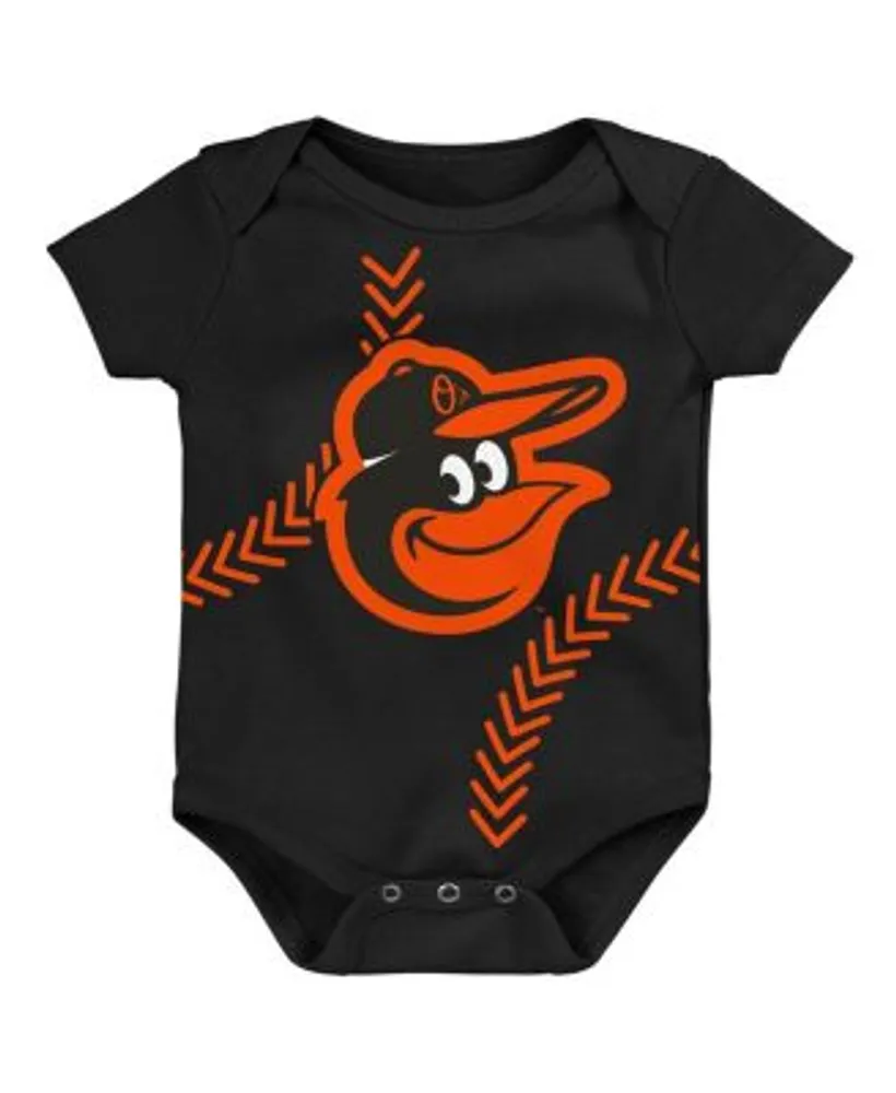 Newborn & Infant Baltimore Orioles Black/Orange/Heathered Gray Game Time Three-Piece Bodysuit Set