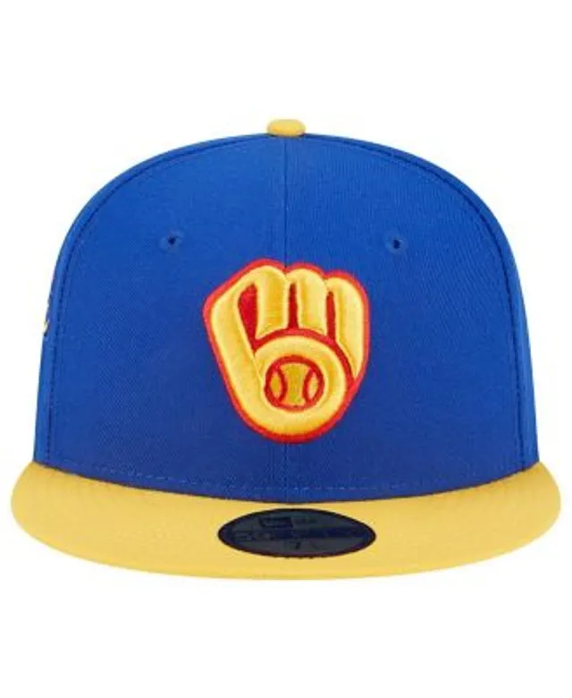 Milwaukee Brewers Hat Cap New Era 59fifty Fitted 7 7/8 Yellow Throwback