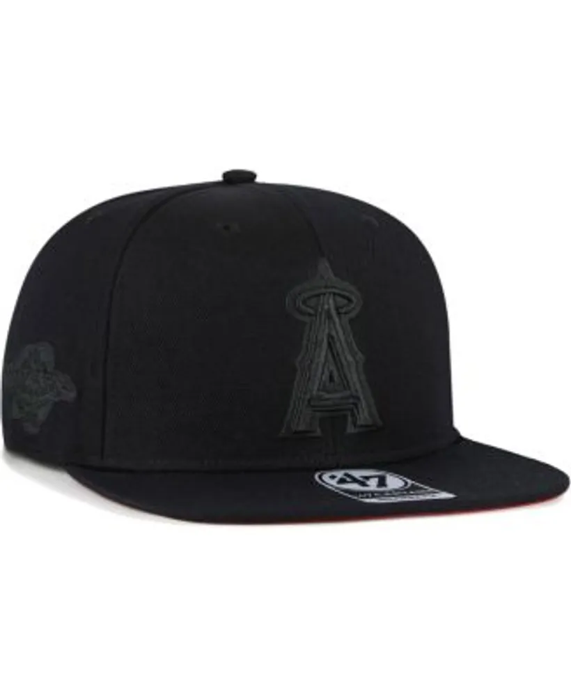 47 Brand Men's Los Angeles Angels Black on Black Sure Shot Captain Snapback  Hat