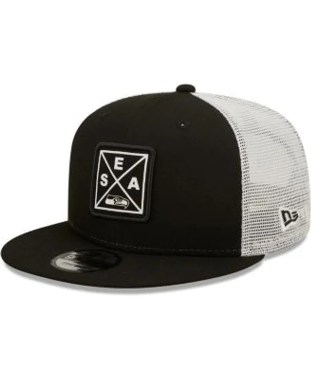 Men's New Era x Alpha Industries Black Seattle Seahawks A-Frame 9FORTY Trucker Snapback Hat