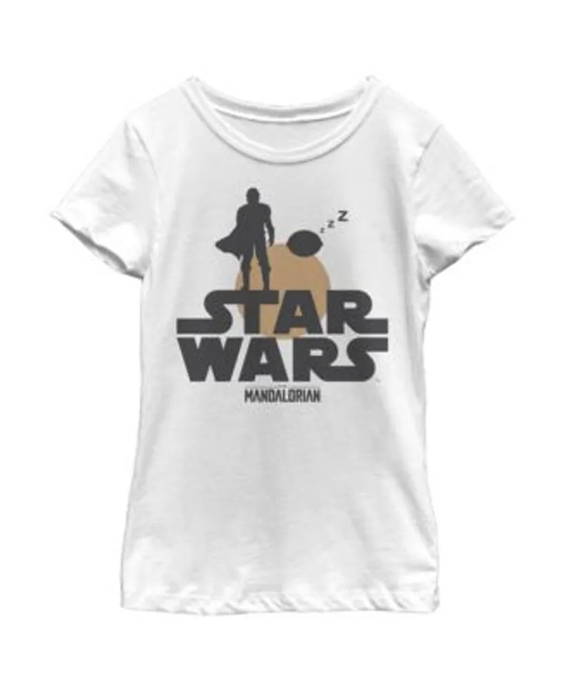 Disney Lucasfilm Girl's Star Wars: The Mandalorian Child and Bounty Hunter  Silhouette Desert T-Shirt