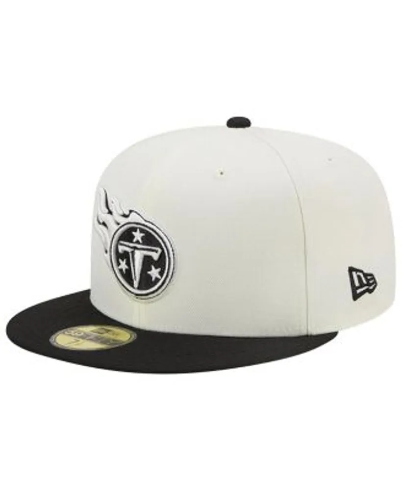 Men's New Era Cream Tennessee Titans Chrome Collection 39THIRTY Flex Hat Size: Small/Medium