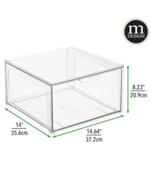 MDesign Plastic Stackable Bathroom Storage Organizer with Drawer
