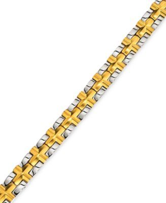 Men's Satin Cross Bracelet in Gold-Plated IP Stainless Steel