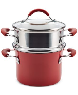 Cucina Porcelain Aluminum 3-Qt. Saucepot and Steamer Set