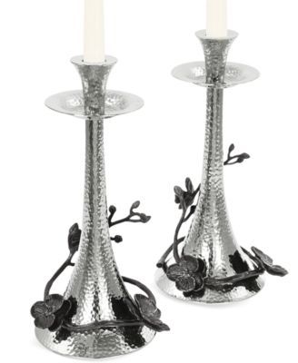 Black Orchid Set of 2 Candlestick Holders