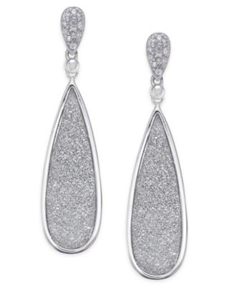 Silver 1 Embellished Crystal Heart Drop Earrings