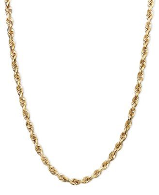14k Gold Necklace, 24" Rope Chain (1-3/4mm)