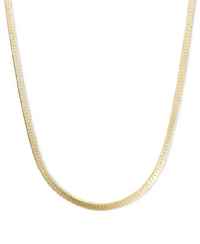 Macy's 14K White Gold Flat Herringbone Chain Necklace