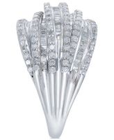 Diamond Multi-Row Cluster Ring (1 ct. t.w.) Sterling Silver