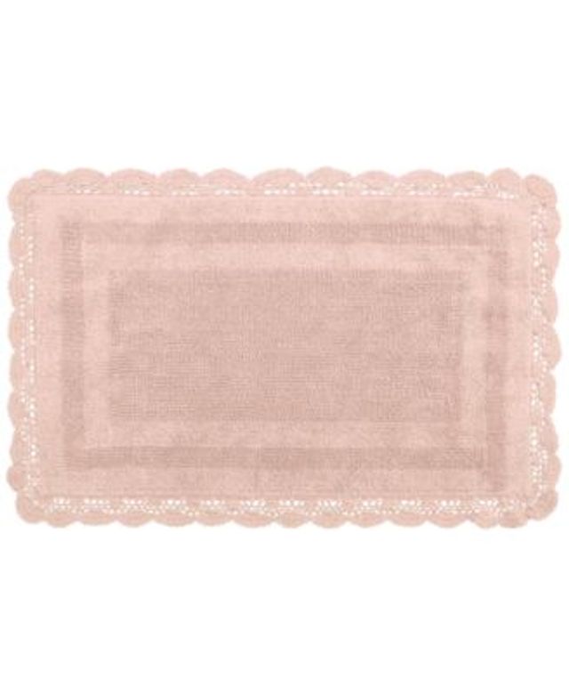 Laura Ashley Crochet Cotton Bath Rug Blush