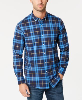 Men's Perry Plaid Stretch Shirt with Pocket, Created for Macy's