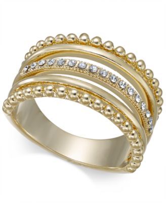 Gold-Tone Crystal Stack Ring
