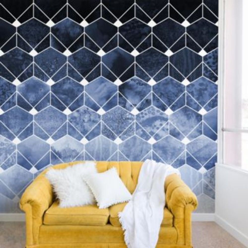 Deny Designs Elisabeth Fredriksson Blue Hexagons And Diamonds 8'x8' Wall  Mural | Connecticut Post Mall
