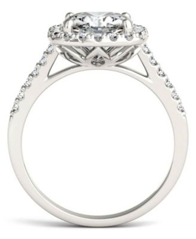 高級 チャールズ アンド コルバード レディース リング アクセサリー Moissanite Emerald Solitaire Ring 3-1  ct. Diamond Equivalent in 14k White Gold