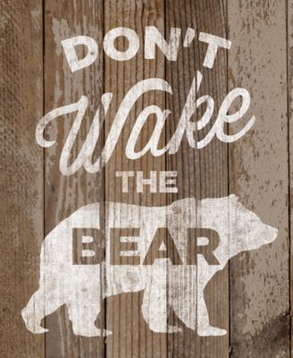 Don'T Wake The Bear On Wood Pattern 24" X 36" Canvas Wall Art Print