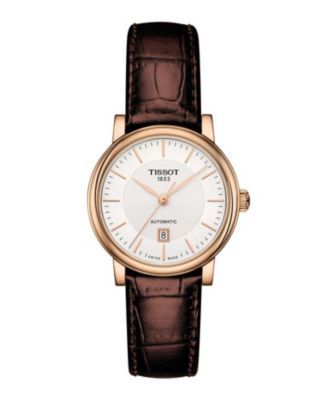 Women's Carson Premium Swiss Automatic Brown Leather Strap Watch 30mm