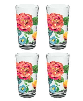 Garden Floral Jumbo Glass, 21.5 oz., Premium Plastic, Set of 6