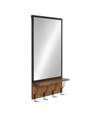 Coburn Metal Mirror with Wood Shelf and Hooks - 20" x 36.5"