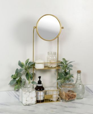 Gold Metal Mirror with Shelves