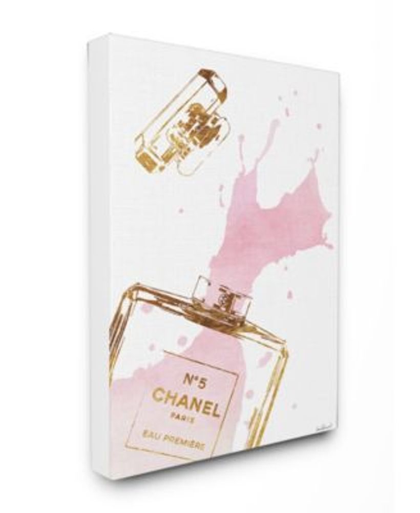 Stupell Industries Glam Perfume Bottle Splash Pink Gold Canvas Wall Art,  24 x 30