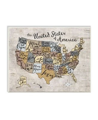 Home Decor United States Map Typography Art Wall Plaque Art, 12.5" x 18.5"