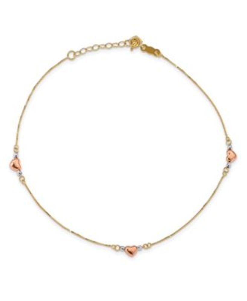 14k heart anklet