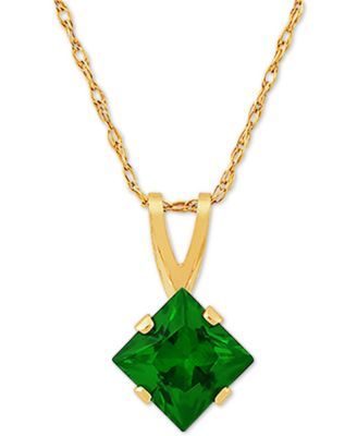 Lab Created Emerald 18" Pendant Necklace (1/2 ct. t.w.) in 14k Gold