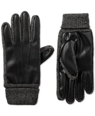 Men's Faux-Leather Stretch smarTouch Gloves