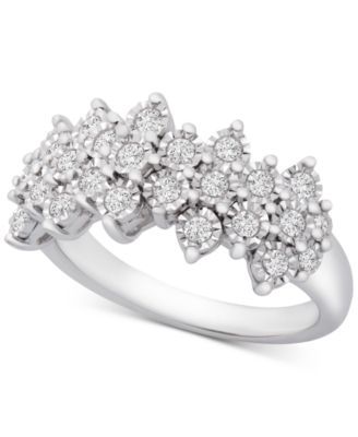 Diamond Cluster Statement Ring (1/2 ct. t.w.) in Sterling Silver