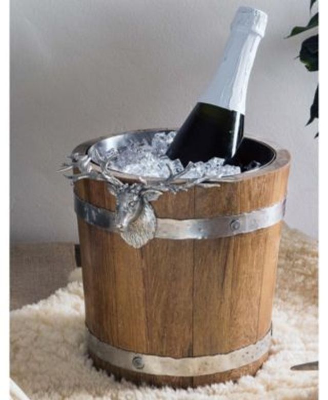 teak round champagne bucket at homenature stores