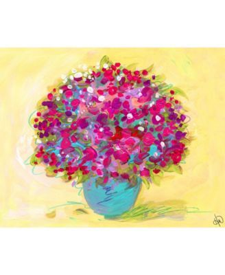 Magenta Flower Power Floral Bouquet Abstract 20" x 16" Canvas Wall Art Print