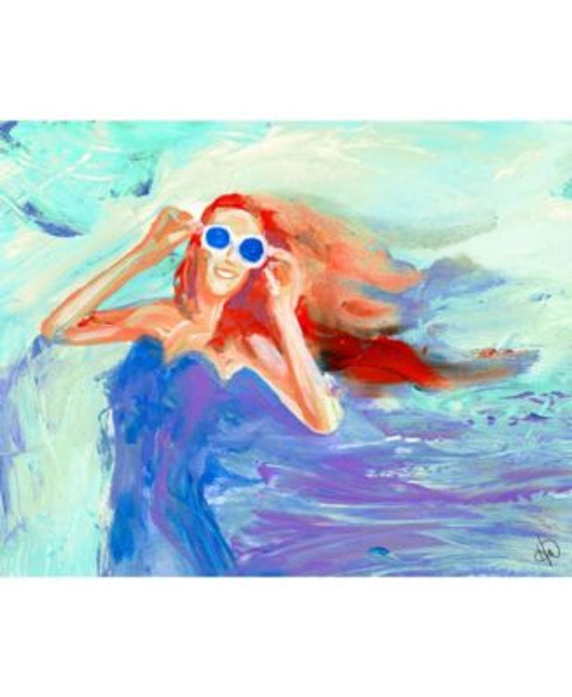Girl In The Wind in Blue Abstract 20" x 16" Canvas Wall Art Print