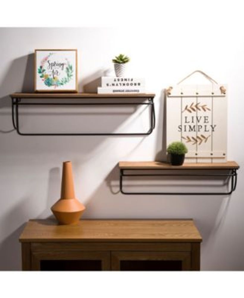 Farmhouse Metal and Wooden Wall Shelves