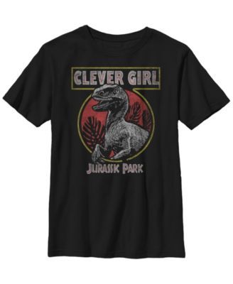 Jurassic Park Big Boys Retro Raptor Clever Girl Short Sleeve T-Shirt