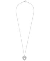 Diamond Multi-Row Heart Pendant Necklace (1/2 ct. t.w.) in 14k White Gold, 18" + 2" extender