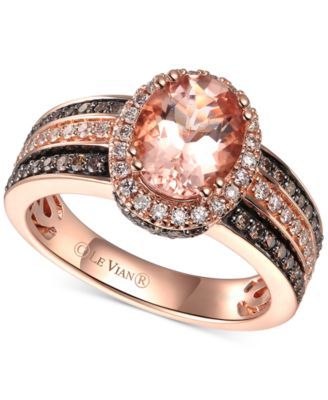 Peach Morganite (1-1/3 ct.-t.w.) & Diamond (5/8 ct. t.w.) Ring 14k Rose Gold