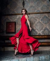 Tiered Ruffles Scuba Crepe Gown