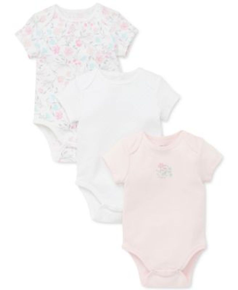 Baby Girls 3-Pack Cotton Floral Bodysuits