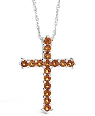 Macy&s Sterling Silver Necklace, Polished Cross Pendant - Multi