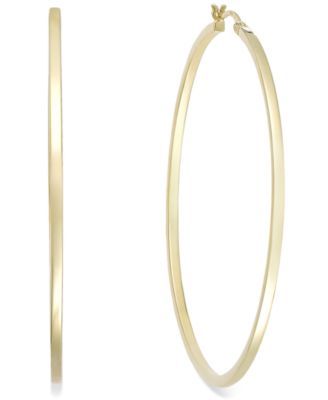 Square Tube Hoop Earrings in 14k Gold Vermeil, 60mm