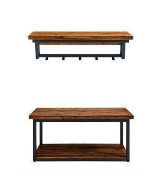 Claremont Rustic Wood Coat Hook and Bench Set