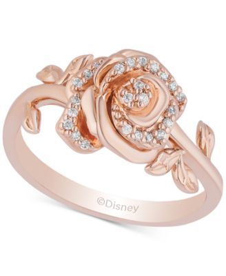 Enchanted Disney Diamond Rose Belle Ring (1/10 ct. t.w.) in 14k Rose Gold