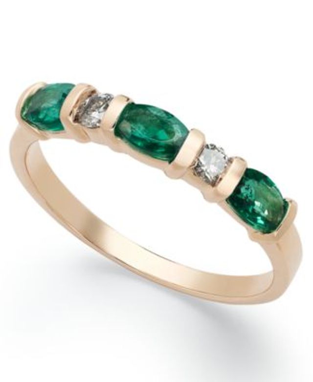 14k Gold Ring, Emerald (3/4 ct. t.w.) and Diamond (1/8 ct. t.w.) Ring